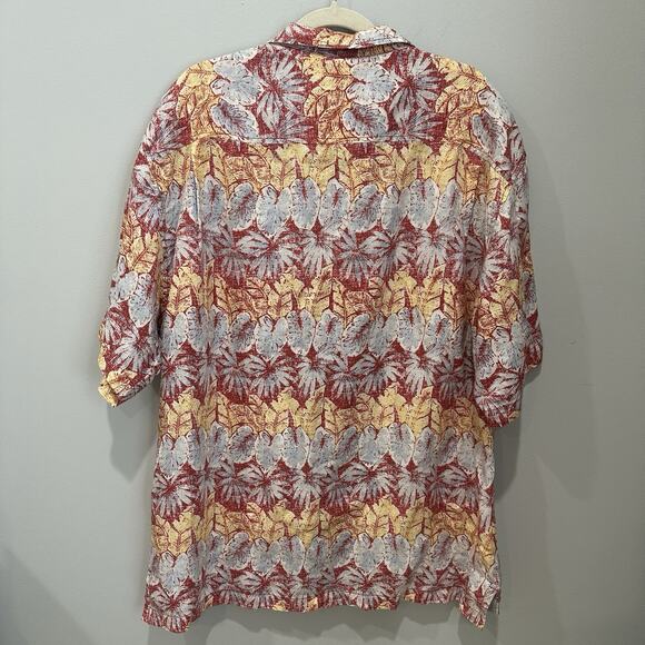 Tommy Bahama Shirt Mens XXL Orange Red Floral Hawaiian 100% Linen Short Sleeve - Picture 5 of 5